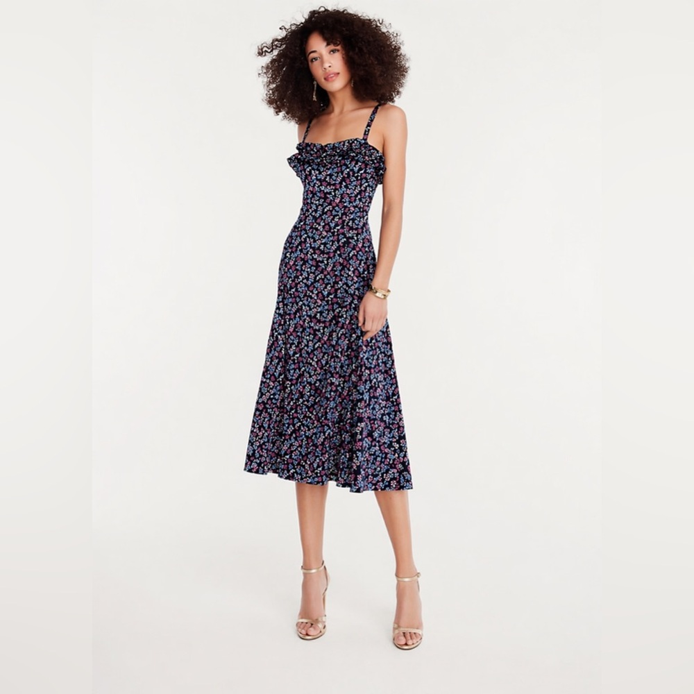 NWT J.Crew Ruffle Stretch Silk Dress in Wisp Floral